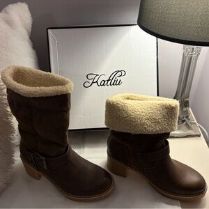 Brown Shearling-Lined Boots